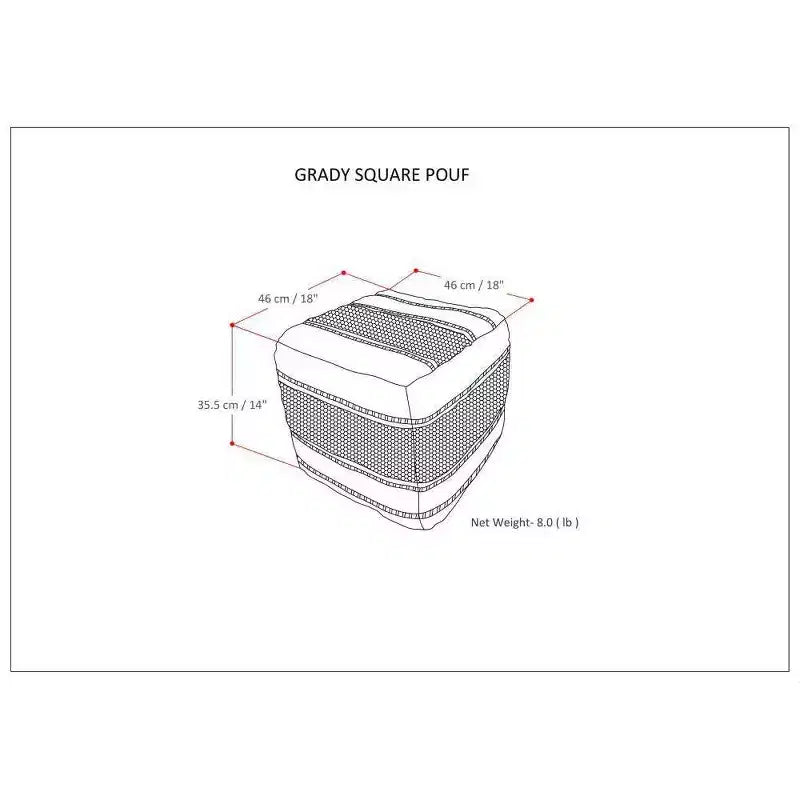 Pouf quadrato magenta/naturale