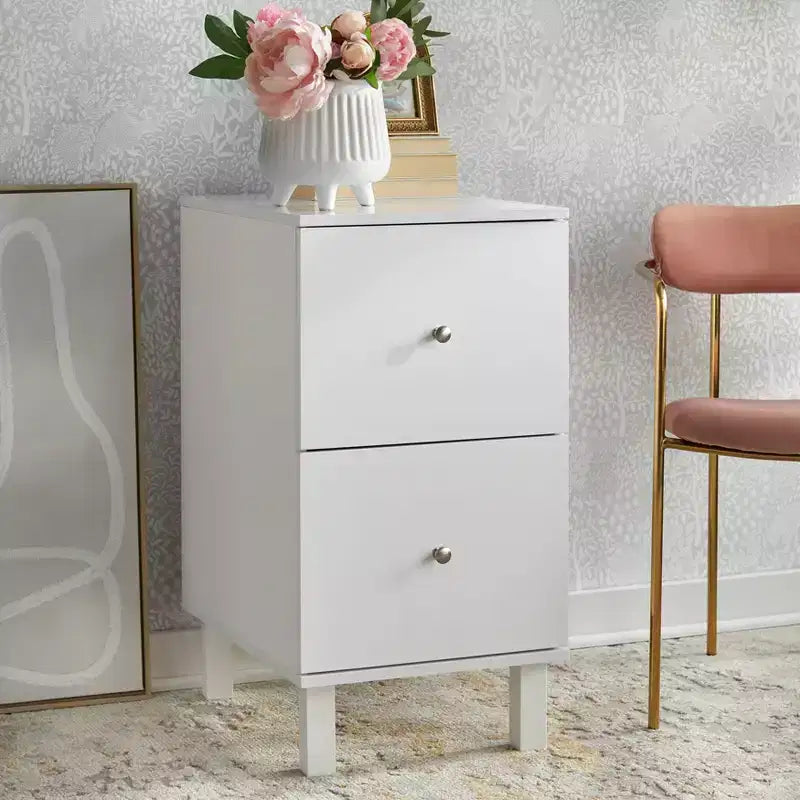Classificatore verticale Buylateral Foster a 2 cassetti bianco: Stoccaggio verticale moderno, MDF e Legno composito, 76cm h X 53cm w