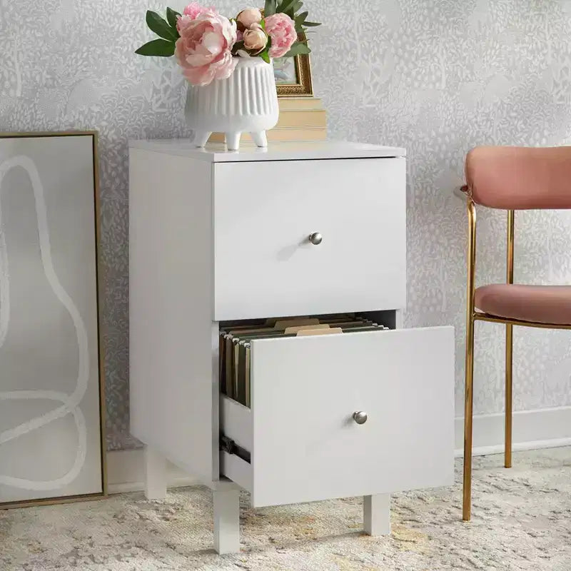 Classificatore verticale Buylateral Foster a 2 cassetti bianco: Stoccaggio verticale moderno, MDF e Legno composito, 76cm h X 53cm w