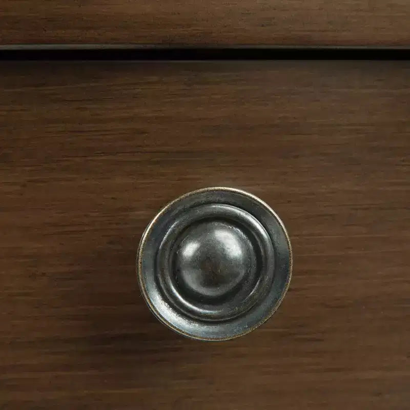 Scrivania Lisa da 60" Marrone Invecchiato Naturale - : Design Contemporaneo, Porta USB, 3 Cassetti, Ferramenta in Bronzo
