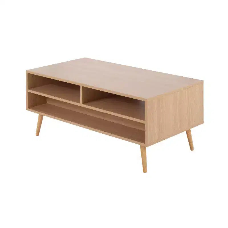 Tavolino da Salotto: Rettangolare Moderno Bianco con Cassetti e Ripiani, Struttura in Composito di Legno, Mobili da Salotto
