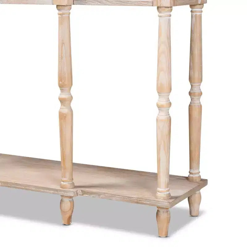 Hallan Wood Consolle 3 Cassetti Rovere Marrone - Baxton Studio: Sbiancato, Maniglie color Oro Antico, Ripiano Inferiore