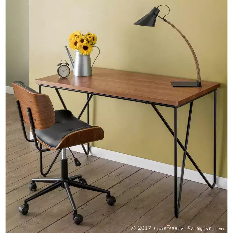 Sedia da ufficio Lombardi Mid-century Modern con girello