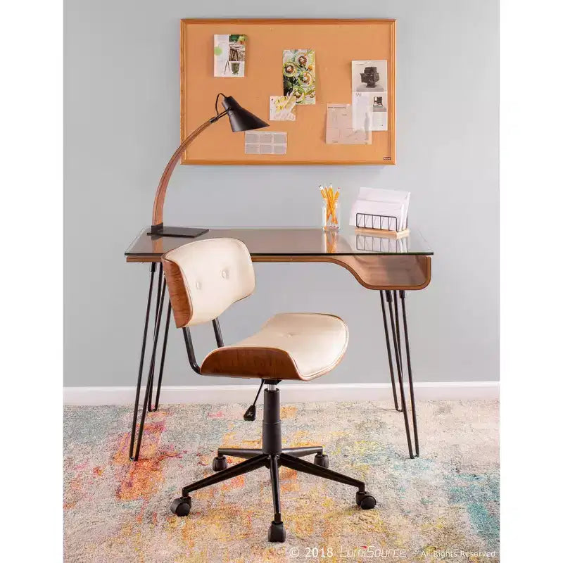 Sedia da ufficio Lombardi Mid-century Modern con girello