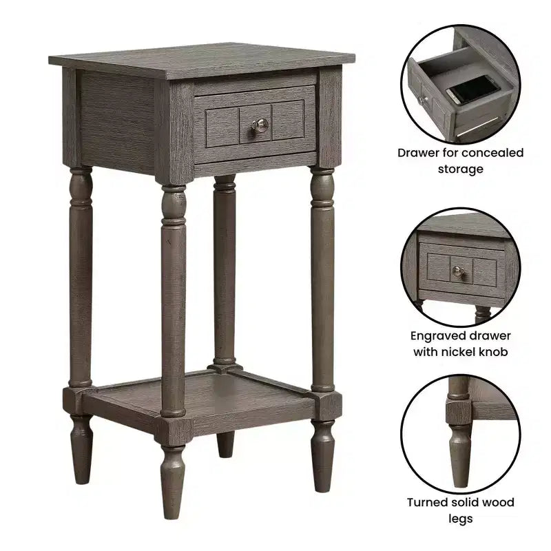 Breighton Home Tavolino Provenzale Mia con Cassetto e Ripiani