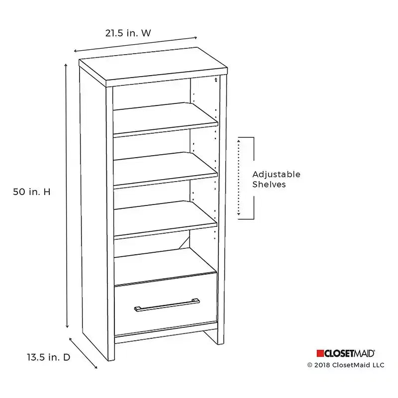 Closetmaid 165100 Libreria a torre decorativa con cassetto, bianca (confezione da 2)