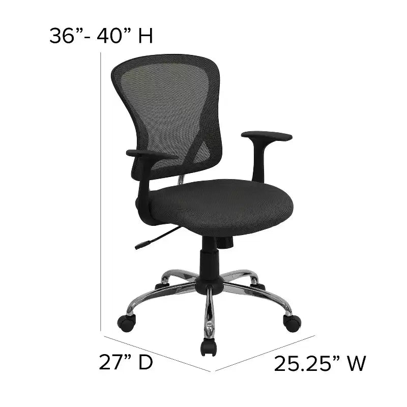 Sedia da ufficio girevole Flash Furniture con schienale a rete, base e braccioli cromati