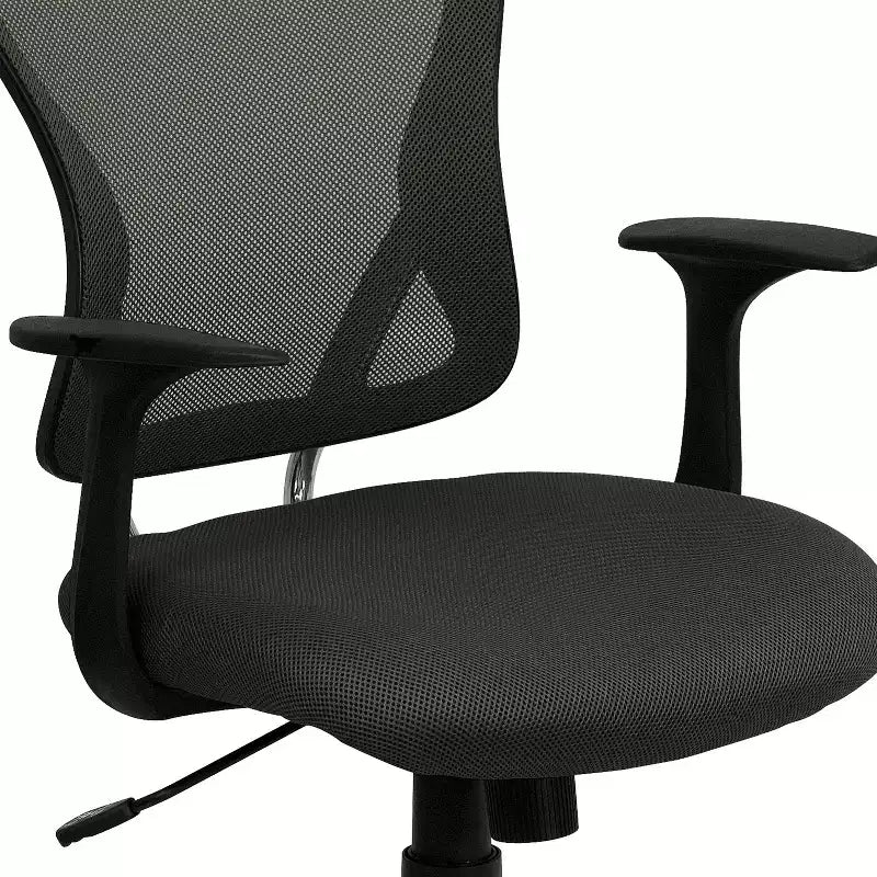 Sedia da ufficio girevole Flash Furniture con schienale a rete, base e braccioli cromati
