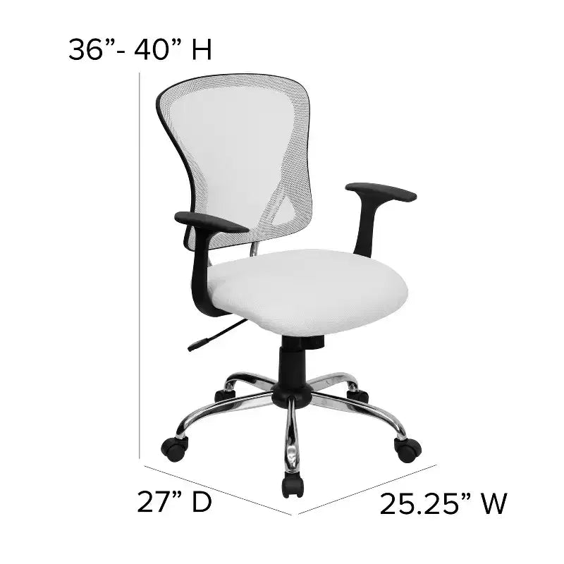 Sedia da ufficio girevole Flash Furniture con schienale a rete, base e braccioli cromati