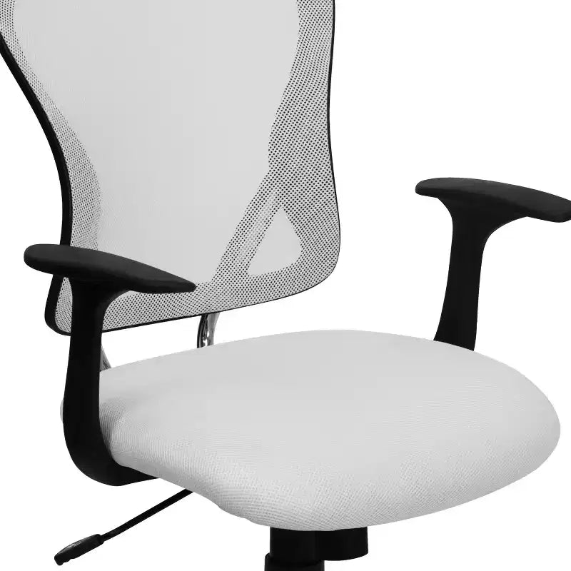 Sedia da ufficio girevole Flash Furniture con schienale a rete, base e braccioli cromati
