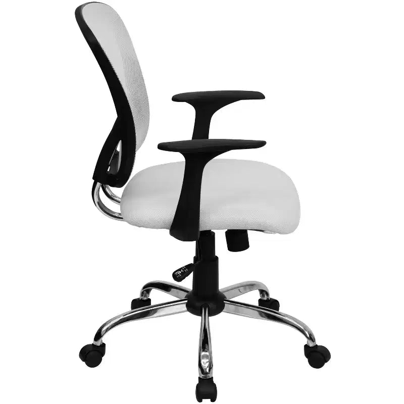 Sedia da ufficio girevole Flash Furniture con schienale a rete, base e braccioli cromati
