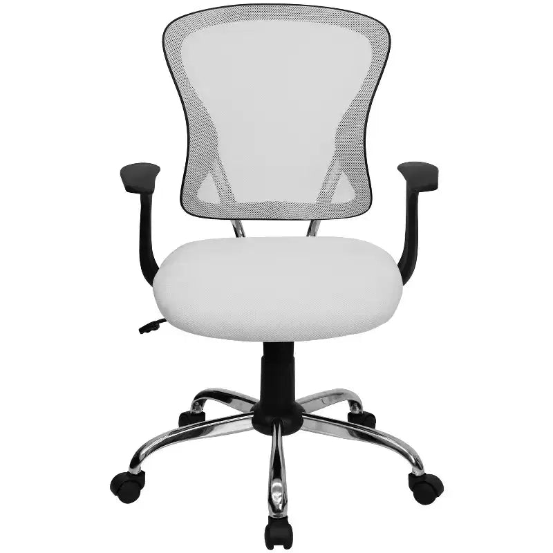 Sedia da ufficio girevole Flash Furniture con schienale a rete, base e braccioli cromati