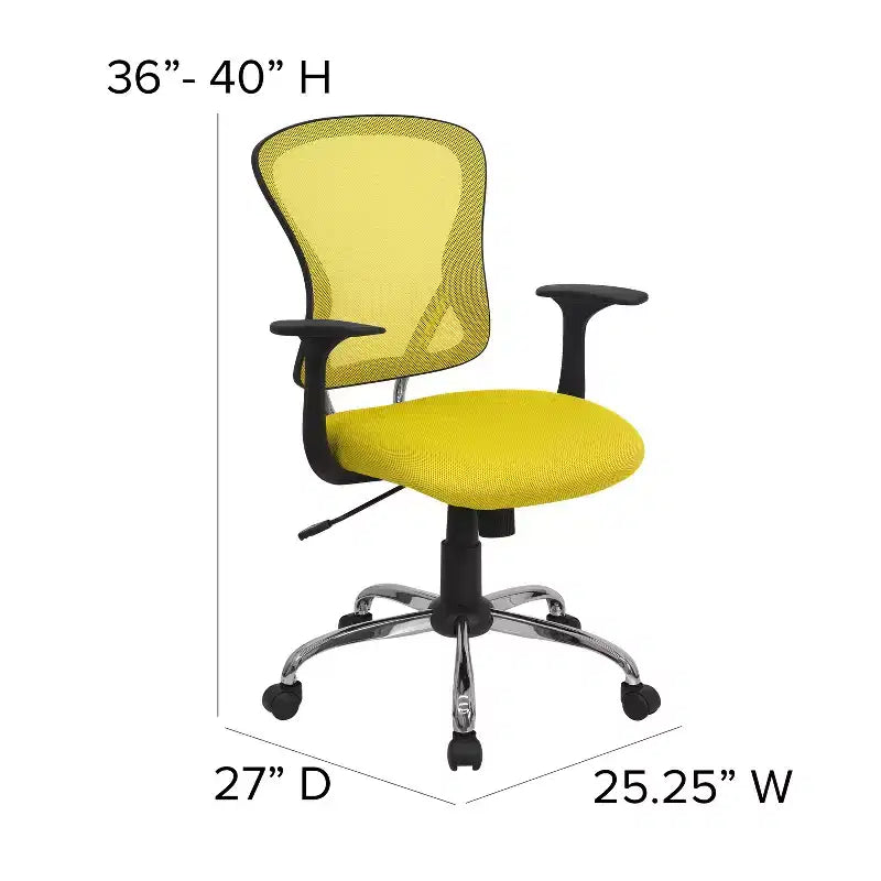 Sedia da ufficio girevole Flash Furniture con schienale a rete, base e braccioli cromati