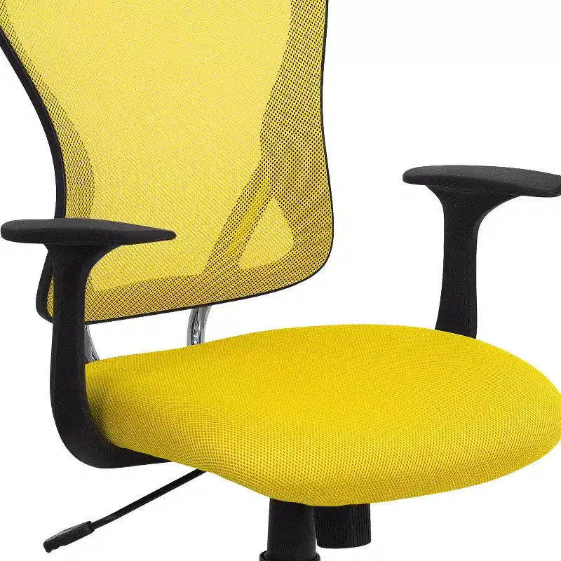 Sedia da ufficio girevole Flash Furniture con schienale a rete, base e braccioli cromati
