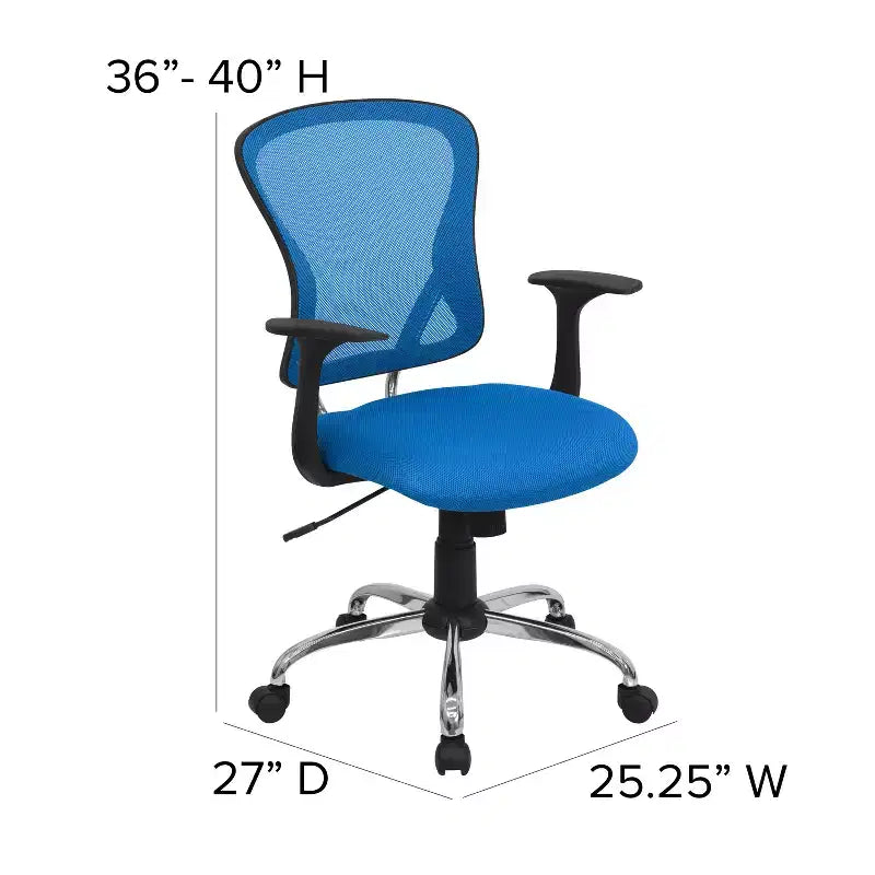 Sedia da ufficio girevole Flash Furniture con schienale a rete, base e braccioli cromati