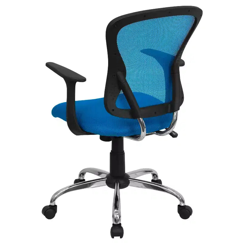 Sedia da ufficio girevole Flash Furniture con schienale a rete, base e braccioli cromati