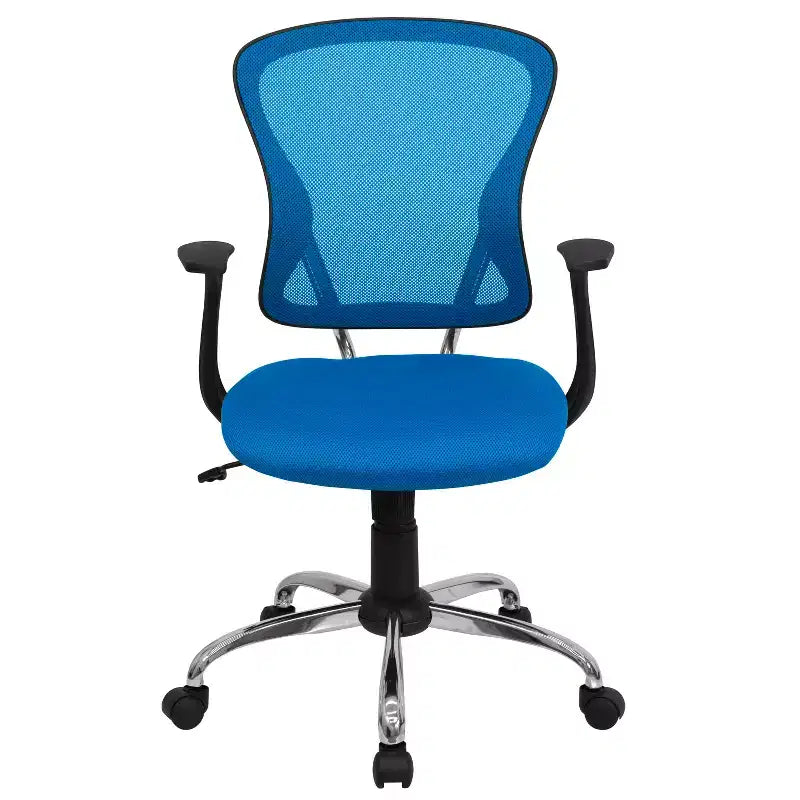 Sedia da ufficio girevole Flash Furniture con schienale a rete, base e braccioli cromati