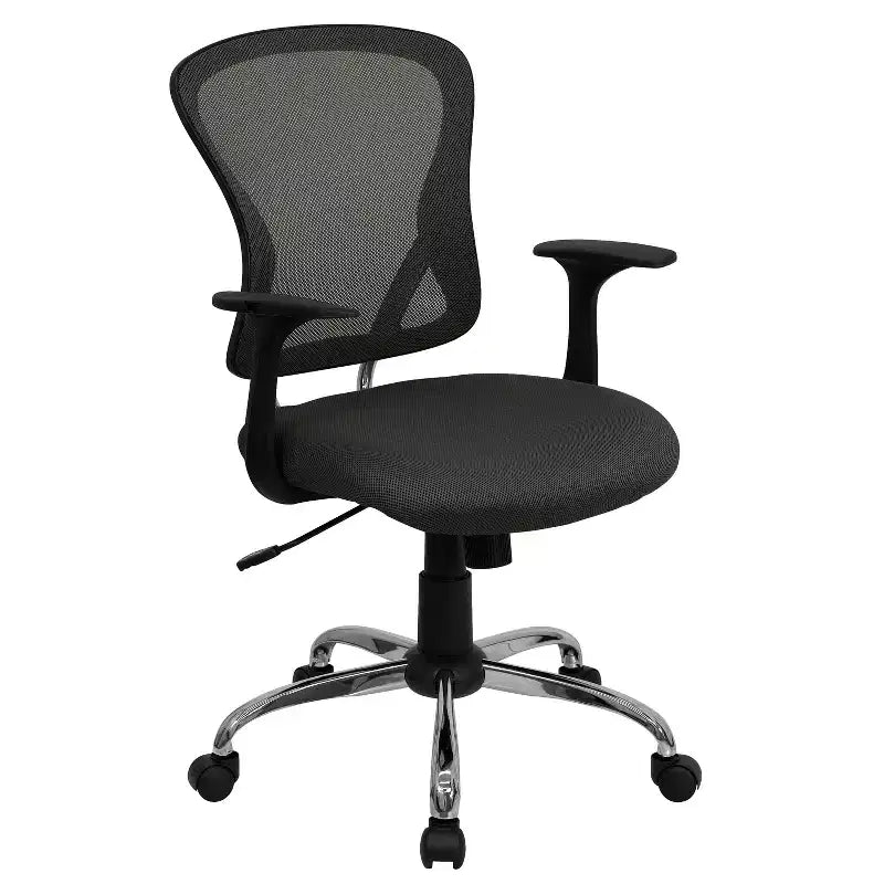 Sedia da ufficio girevole Flash Furniture con schienale a rete, base e braccioli cromati