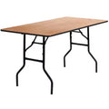 Emma and Oliver 5-Foot Rectangular Wood Folding Banquet Table with Clear Coated Finished Top