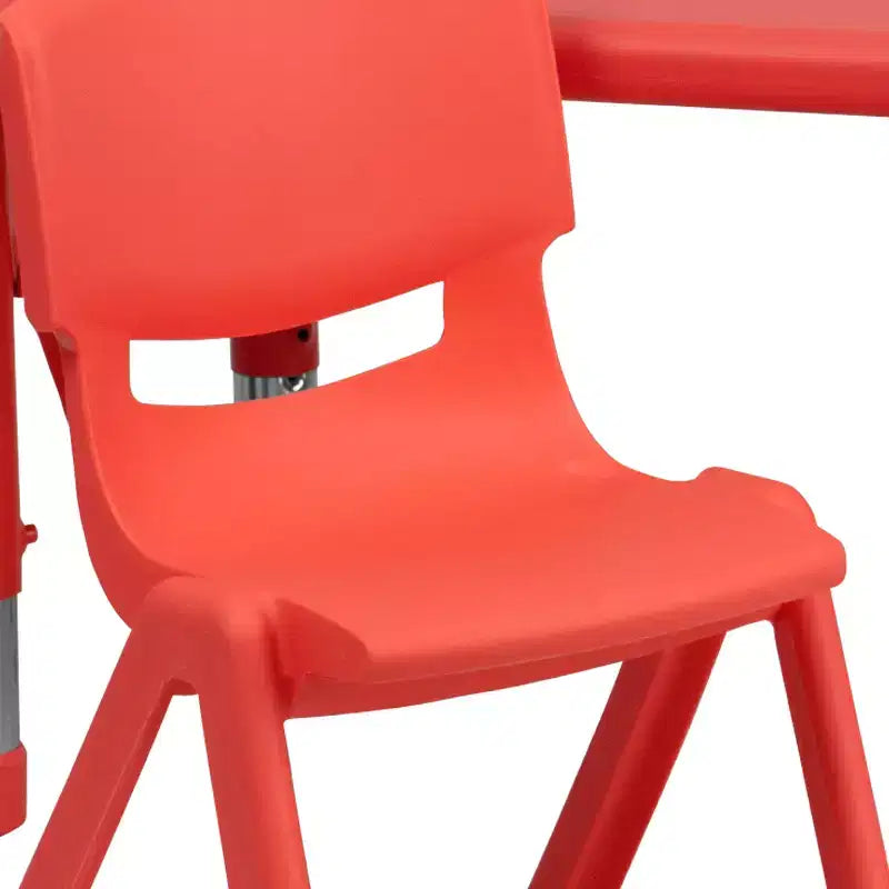 Tavolo da attività rettangolare in plastica regolabile in altezza 24L x 48P con 4 sedie