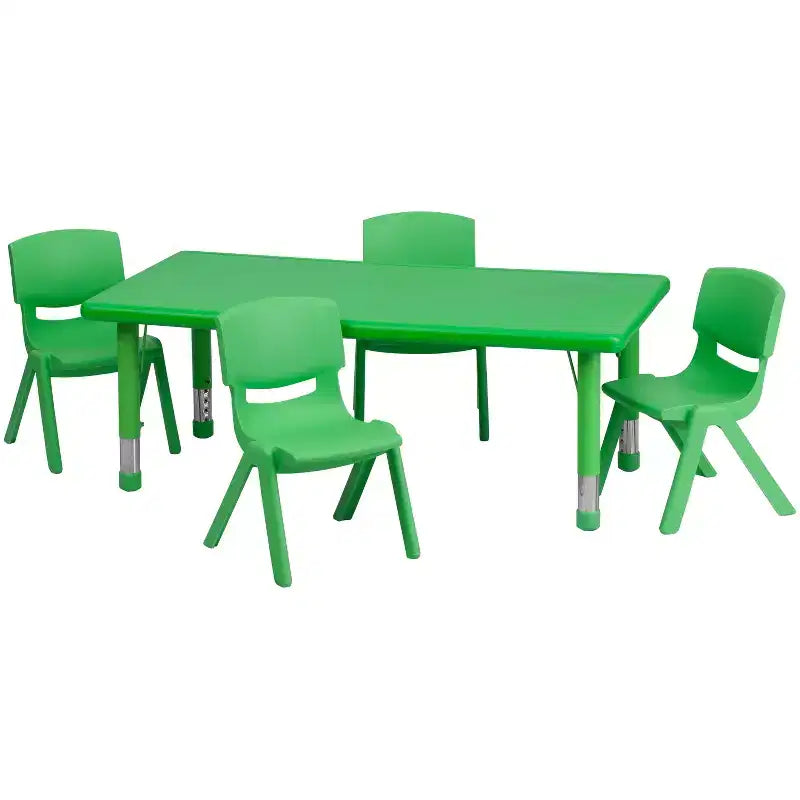 Tavolo da attività rettangolare in plastica regolabile in altezza 24L x 48P con 4 sedie