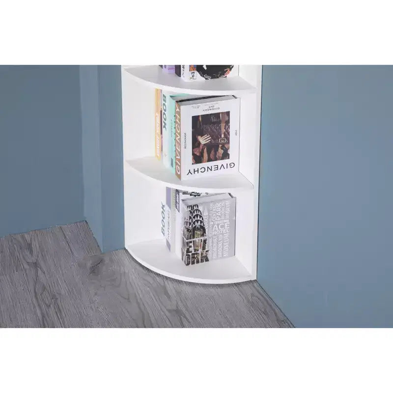 Basicwise Scaffale ad angolo in legno a 4 ripiani, durevole, perfetto per mini case, uffici, scaffali per camera da letto, aula e biblioteca, bianco
