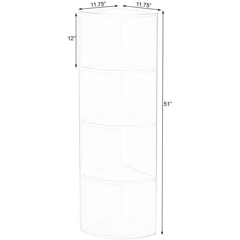 Basicwise Scaffale ad angolo in legno a 4 ripiani, durevole, perfetto per mini case, uffici, scaffali per camera da letto, aula e biblioteca, bianco