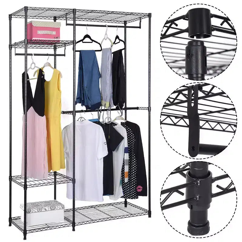 Organizzatore per armadio 122x46x180cm, stender appendiabiti portatile, scaffale per la casa