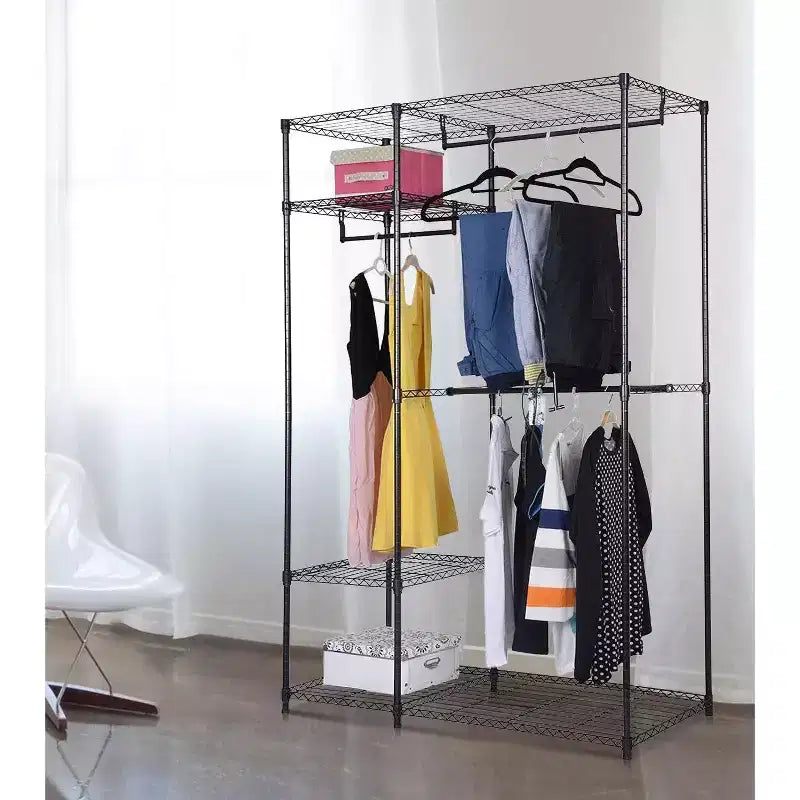 Organizzatore per armadio 122x46x180cm, stender appendiabiti portatile, scaffale per la casa