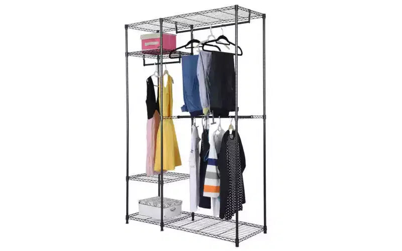 Organizzatore per armadio 122x46x180cm, stender appendiabiti portatile, scaffale per la casa