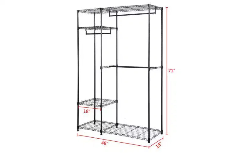 Organizzatore per armadio 122x46x180cm, stender appendiabiti portatile, scaffale per la casa