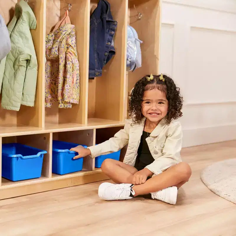 Ecr4kids Armadietto a 5 Scomparti con Panca e 5 Cesti Contenitori a Coda di Rondine, Mobili per Bambini