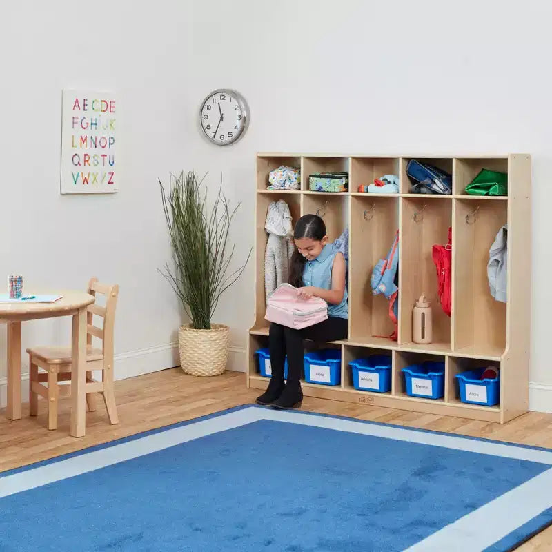 Ecr4kids Armadietto a 5 Scomparti con Panca e 5 Cesti Contenitori a Coda di Rondine, Mobili per Bambini