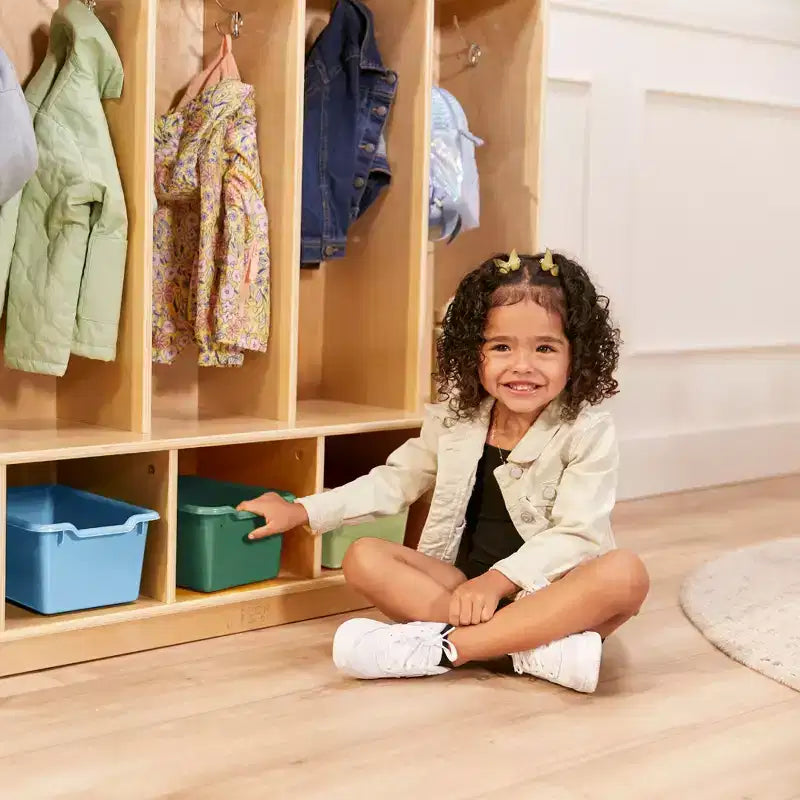 Ecr4kids Armadietto a 5 Scomparti con Panca e 5 Cesti Contenitori a Coda di Rondine, Mobili per Bambini