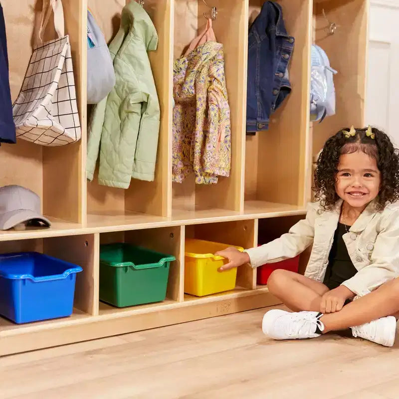 Ecr4kids Armadietto a 5 Scomparti con Panca e 5 Cesti Contenitori a Coda di Rondine, Mobili per Bambini