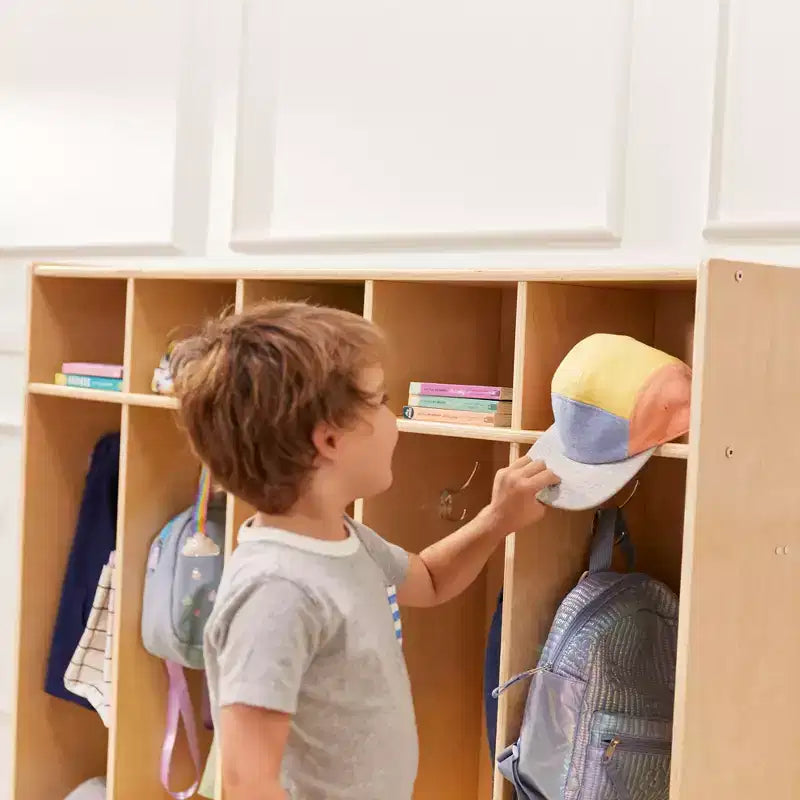 Ecr4kids Armadietto a 5 Scomparti con Panca e 5 Cesti Contenitori a Coda di Rondine, Mobili per Bambini