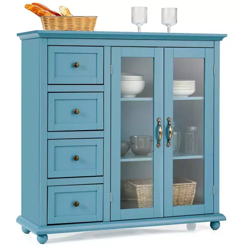 Credenza Buffet Tavolo Mobile Dispensa Cucina con Cassetti e Ante Bianco\Blu\Verde