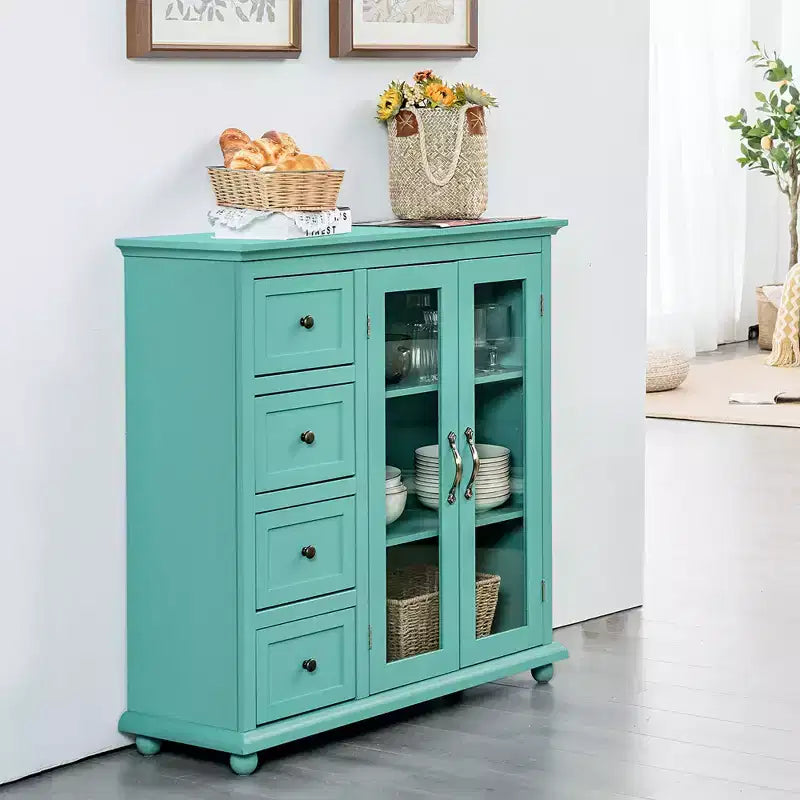 Credenza Buffet Tavolo Mobile Dispensa Cucina con Cassetti e Ante Bianco\Blu\Verde