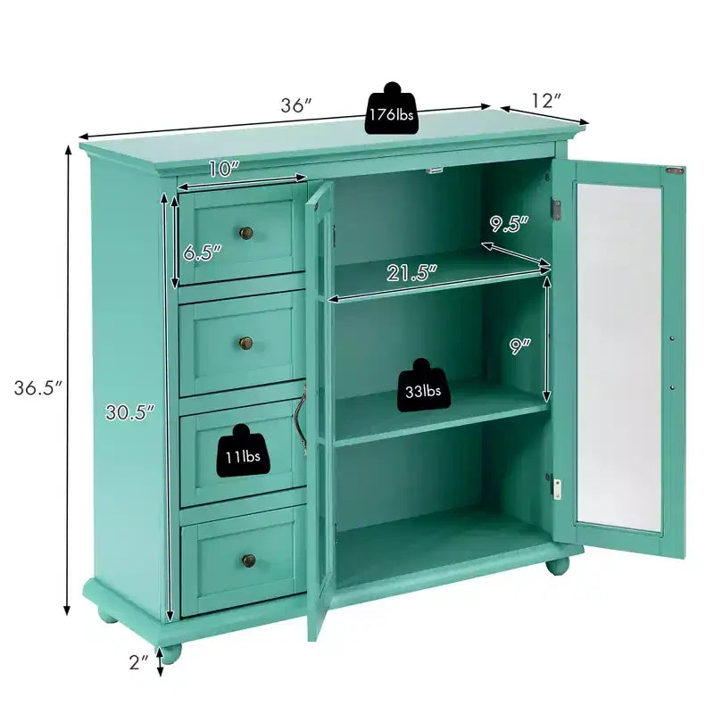Credenza Buffet Tavolo Mobile Dispensa Cucina con Cassetti e Ante Bianco\Blu\Verde