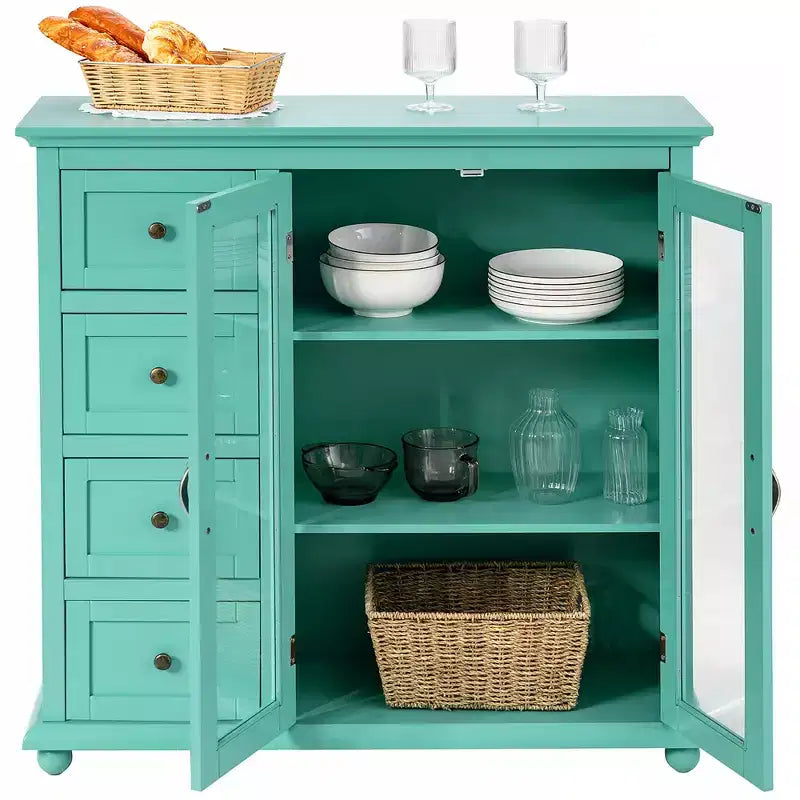 Credenza Buffet Tavolo Mobile Dispensa Cucina con Cassetti e Ante Bianco\Blu\Verde