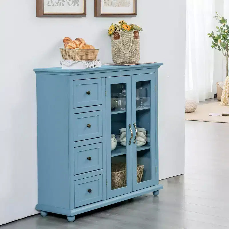 Credenza Buffet Tavolo Mobile Dispensa Cucina con Cassetti e Ante Bianco\Blu\Verde