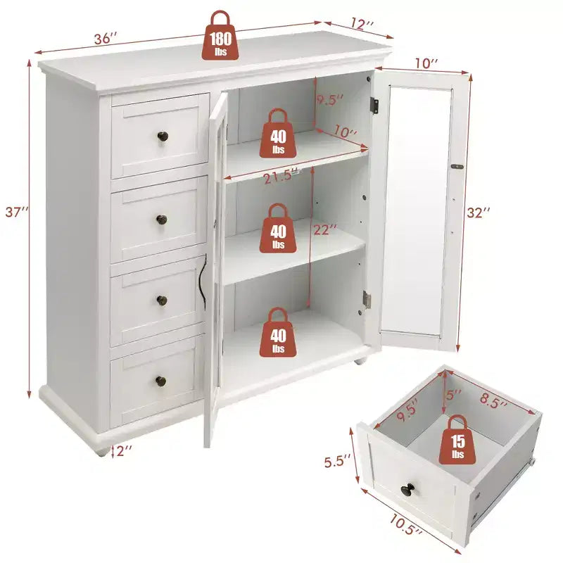 Credenza Buffet Tavolo Mobile Dispensa Cucina con Cassetti e Ante Bianco\Blu\Verde