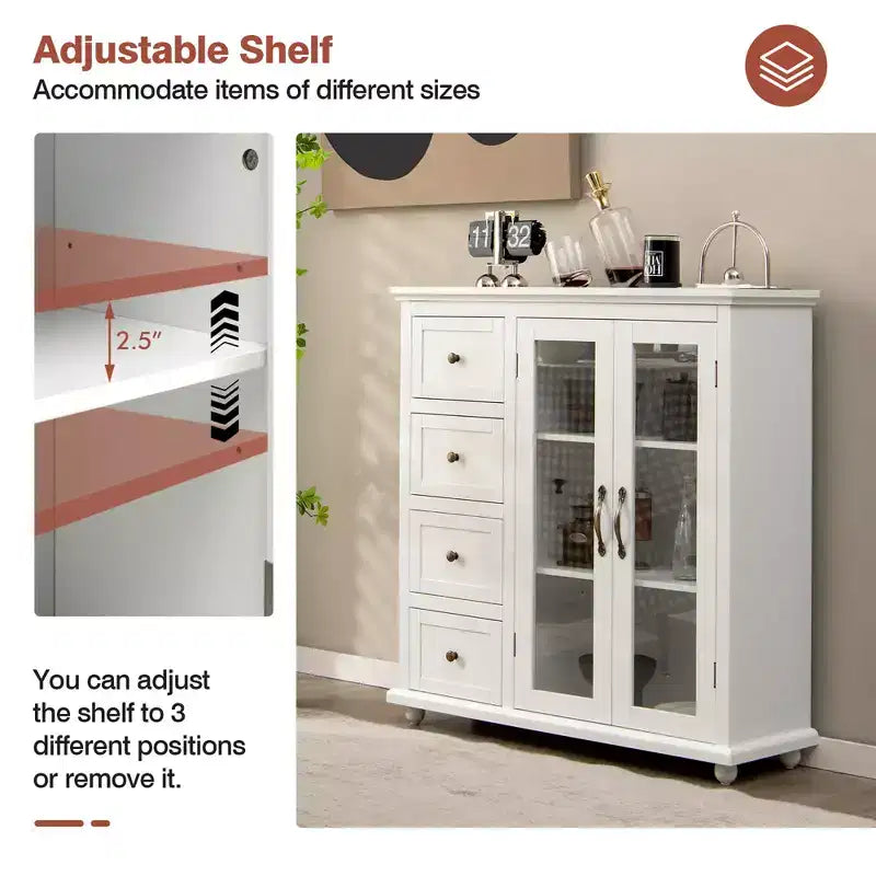 Credenza Buffet Tavolo Mobile Dispensa Cucina con Cassetti e Ante Bianco\Blu\Verde
