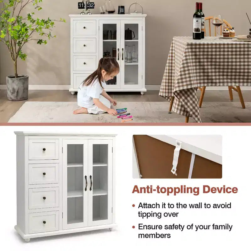 Credenza Buffet Tavolo Mobile Dispensa Cucina con Cassetti e Ante Bianco\Blu\Verde