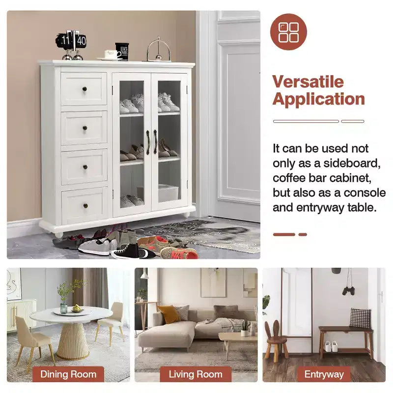 Credenza Buffet Tavolo Mobile Dispensa Cucina con Cassetti e Ante Bianco\Blu\Verde