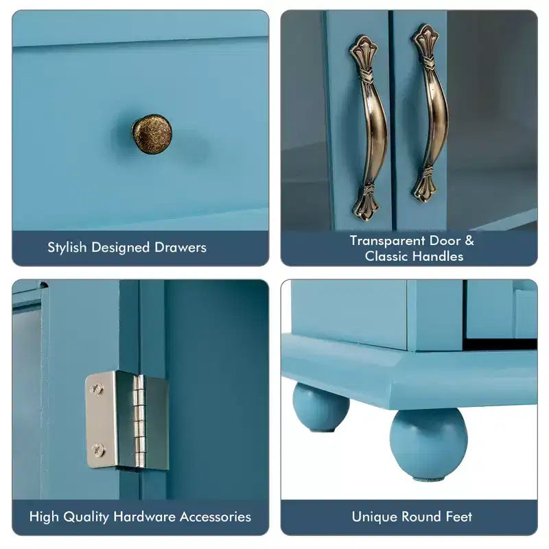 Credenza Buffet Tavolo Mobile Dispensa Cucina con Cassetti e Ante Bianco\Blu\Verde