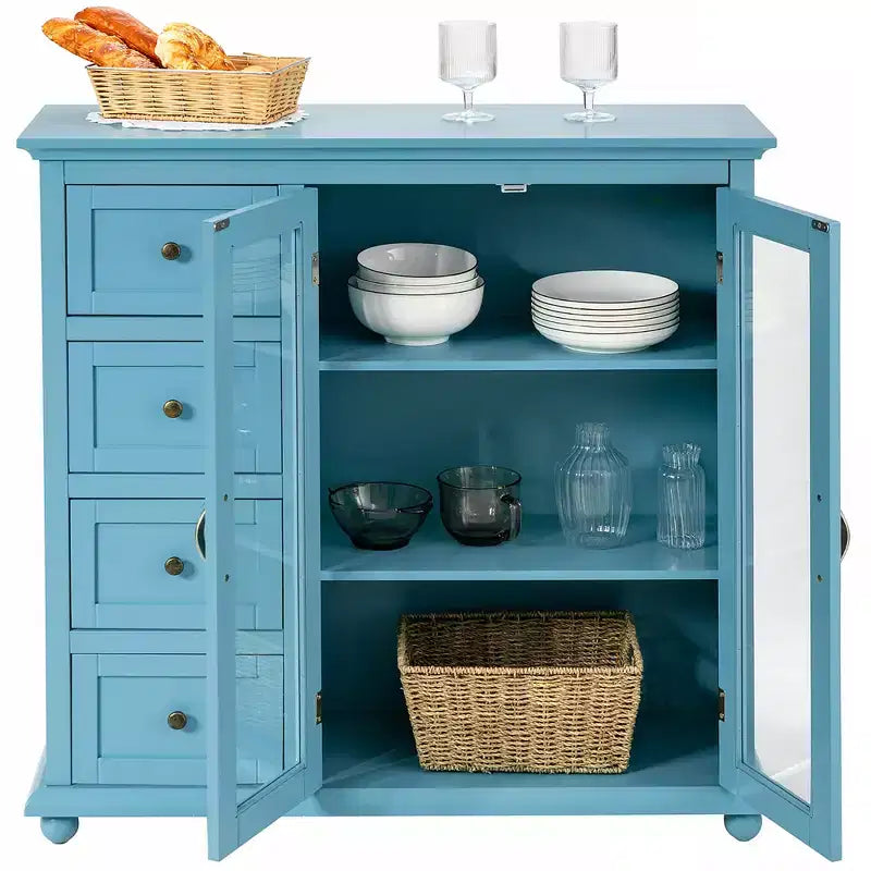 Credenza Buffet Tavolo Mobile Dispensa Cucina con Cassetti e Ante Bianco\Blu\Verde