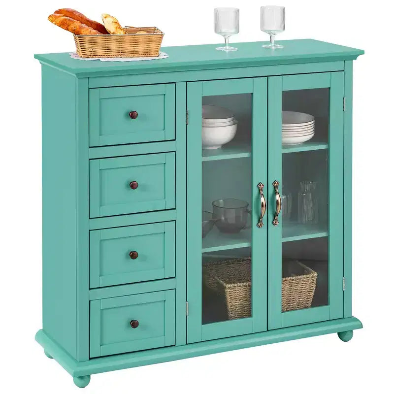 Credenza Buffet Tavolo Mobile Dispensa Cucina con Cassetti e Ante Bianco\Blu\Verde