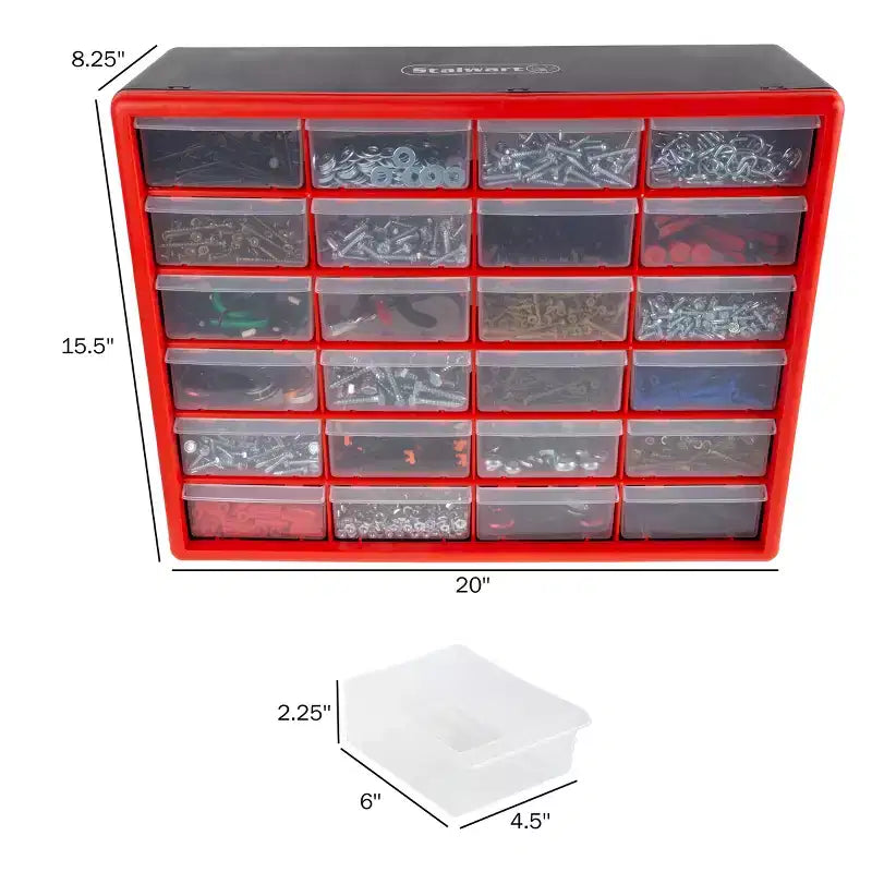Organizzatore per l'Archiviazione di Piccoli Pezzi in Plastica a 24 Cassetti