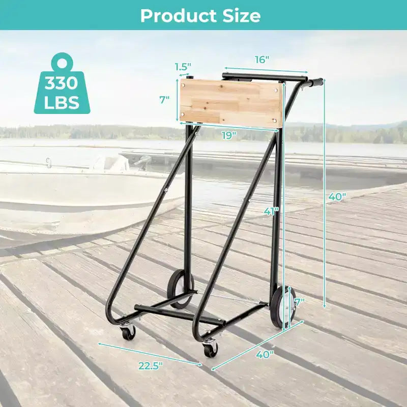 Supporto per Motore Fuoribordo Carrello Resistente per Trasporto con 4 Ruote Lisce